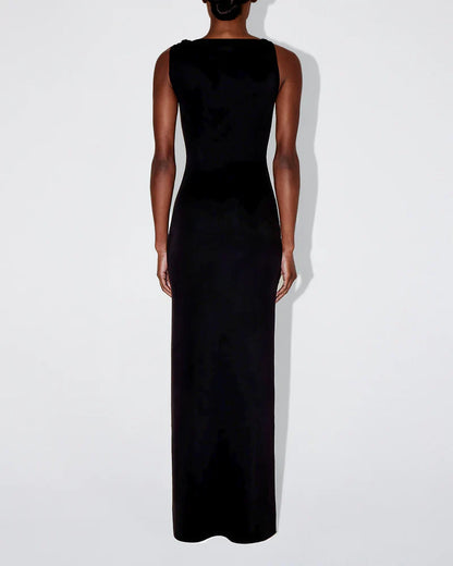 Maxi-jurk met stretch en knoopdetail