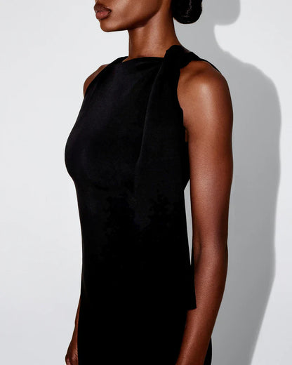 Maxi-jurk met stretch en knoopdetail
