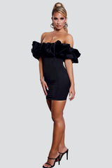Bodycon jurk met ruches en off-shoulder
