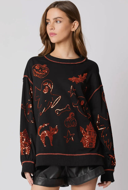 ZWARTE Halloween 🎃 top met paillettendetails, direct leverbaar
