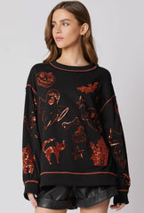 ZWART Halloween 🎃 pailletten gedetailleerde top RTS