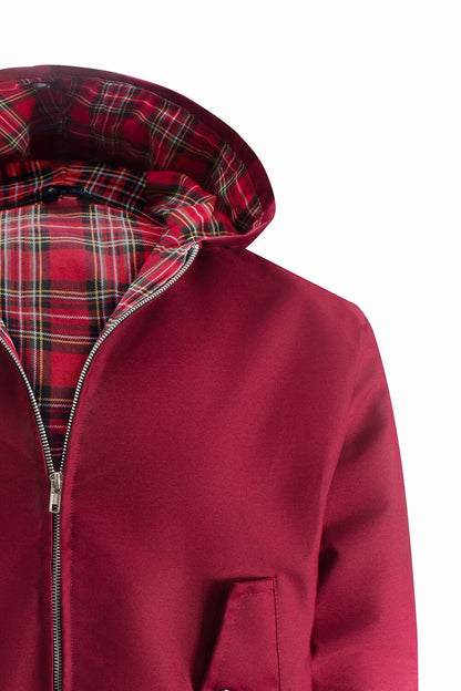 Harringtonjack met capuchon voor heren - Bordeauxrood