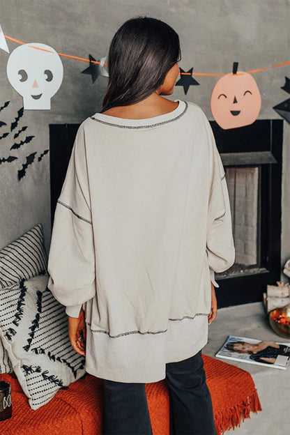 Halloween-sweatshirt voor dames met pompoen en tovenaar van pailletten