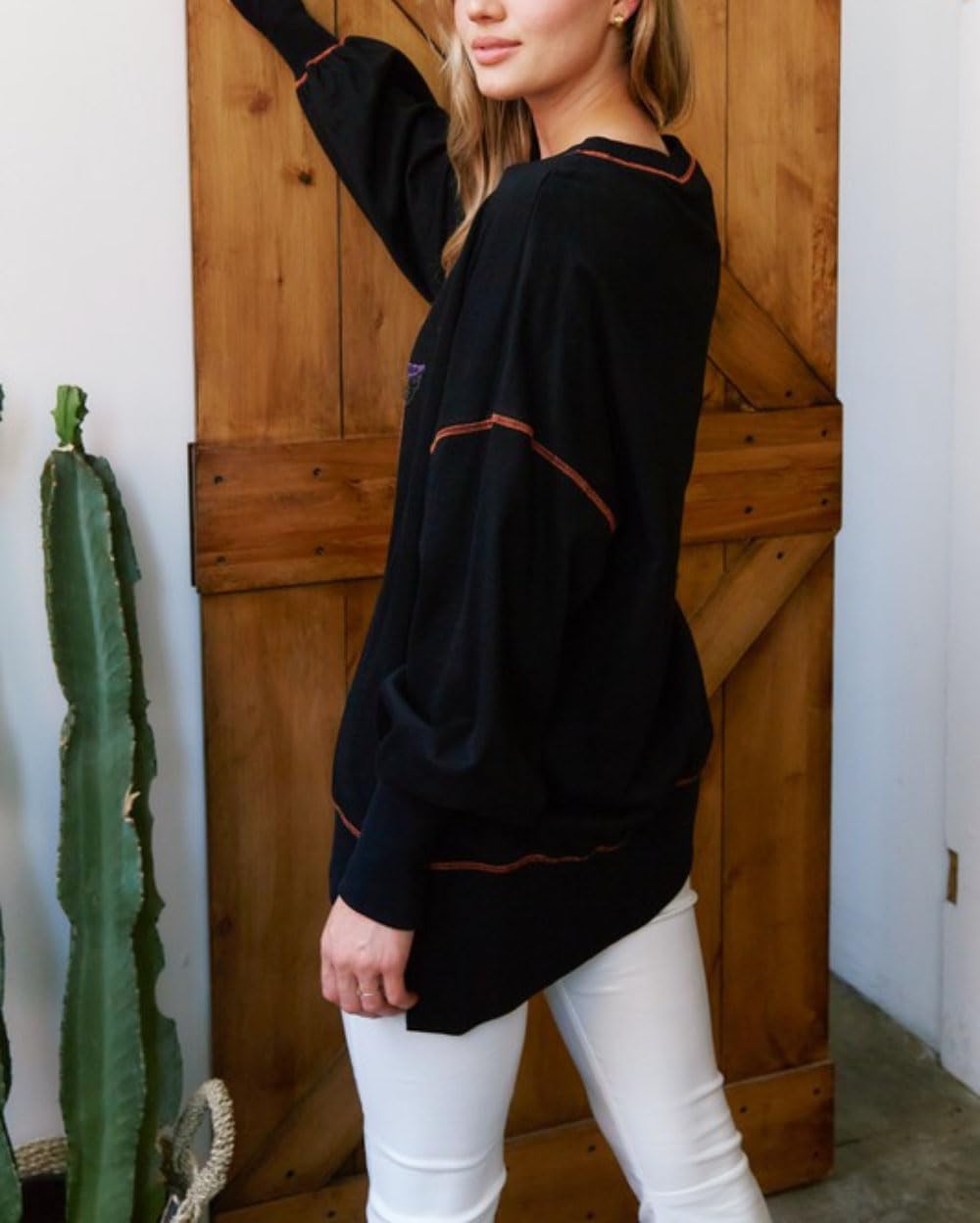 Halloween-sweatshirt voor dames met pompoen en tovenaar van pailletten