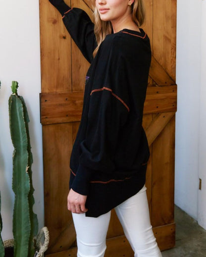 Halloween-sweatshirt voor dames met pompoen en tovenaar van pailletten
