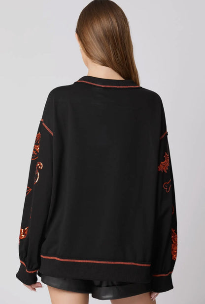 ZWARTE Halloween 🎃 top met paillettendetails, direct leverbaar