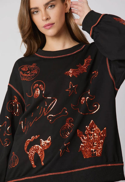 ZWARTE Halloween 🎃 top met paillettendetails, direct leverbaar