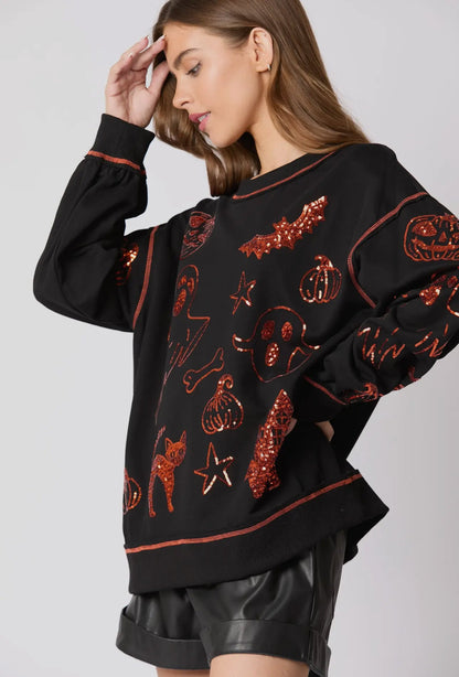 ZWARTE Halloween 🎃 top met paillettendetails, direct leverbaar