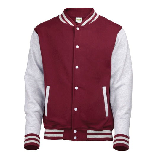 Heren varsityjack met contrasterende kleuren - Bordeauxrood/Grijs