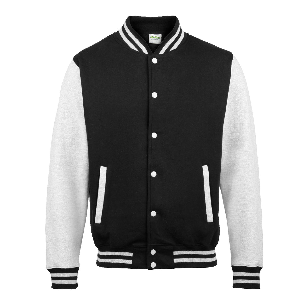 Heren varsityjack met contrasterende details - Zwart/Grijs