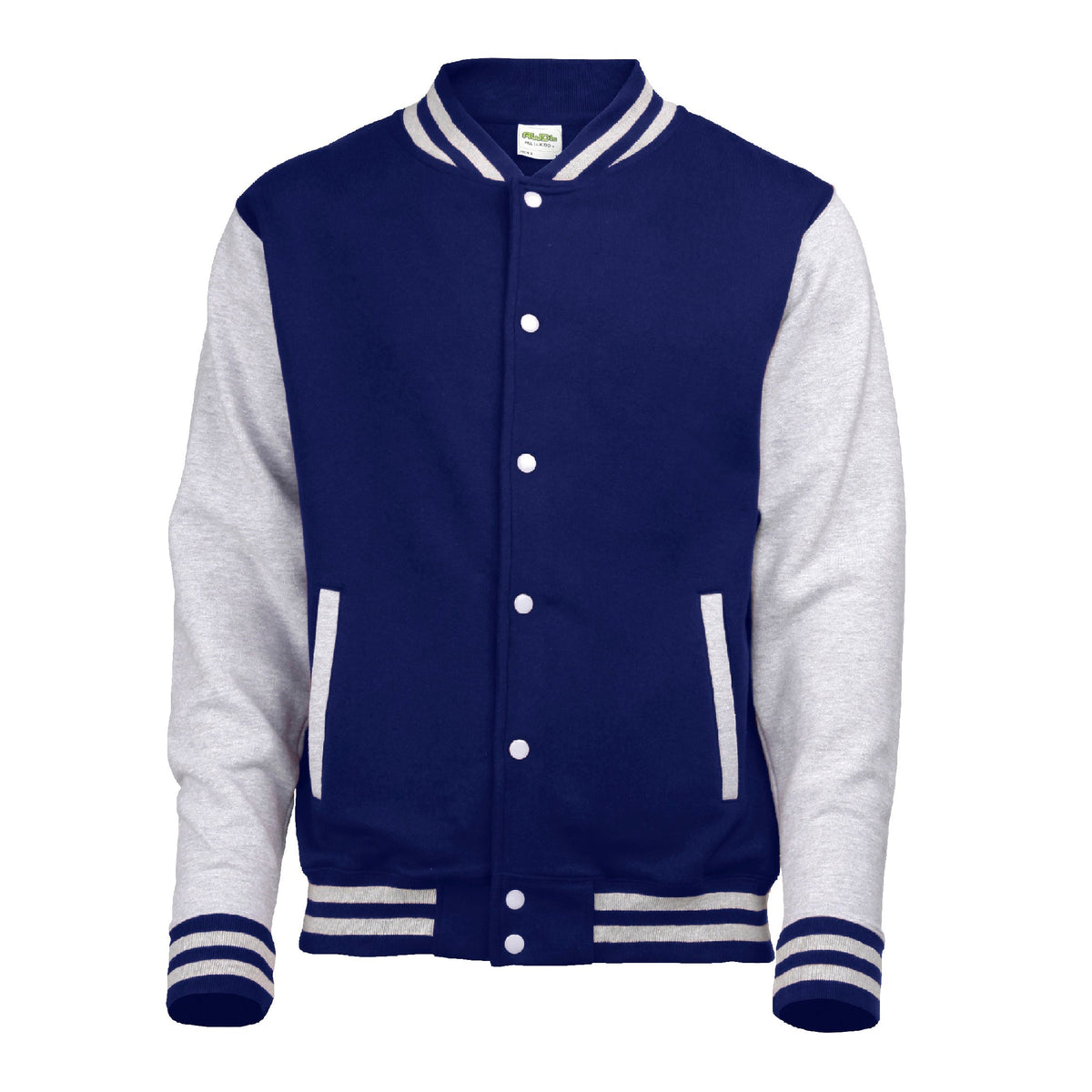 Varsityjack met contrasterende kleuren voor heren - Marineblauw/Grijs