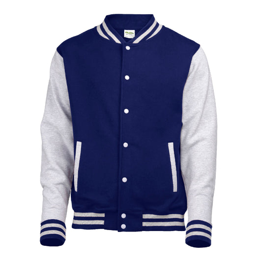 Heren varsityjack met contrasterende kleuren - Marineblauw/Grijs