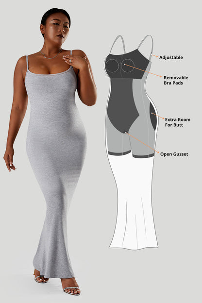 Jurk met spaghettibandjes en ingebouwde shapewear