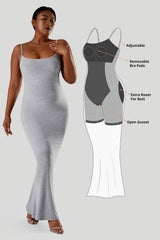 Jurk met spaghettibandjes en ingebouwde shapewear