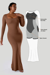 Effen jurk met lange mouwen en ingebouwde shapewear