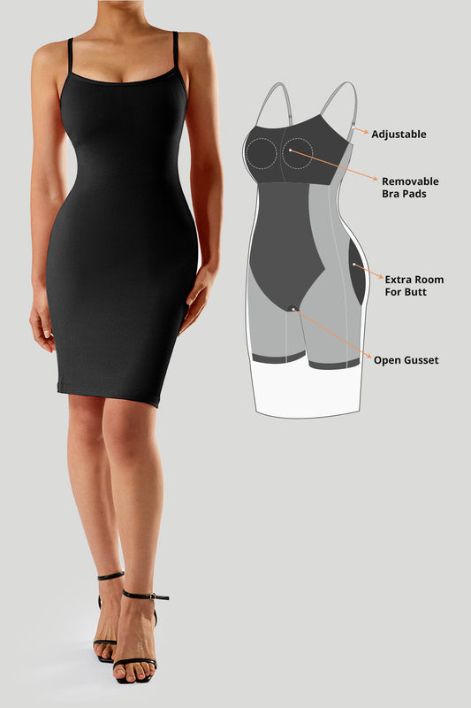 Bodycon-jurk met spaghettibandjes en ingebouwde shapewear