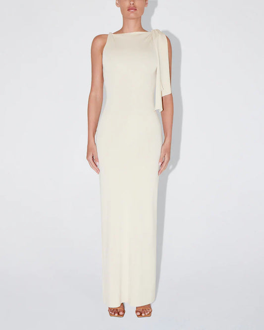 Stretchmaxijurk met knoopdetail