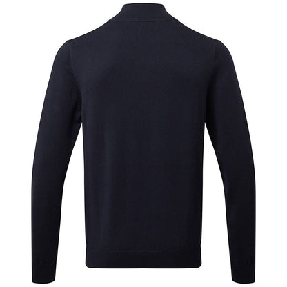 Trui van katoenmix met ¼-rits voor heren - Marineblauw
