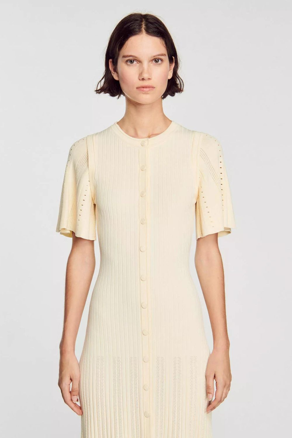 Gebreide midi-jurk met fishtailzoom