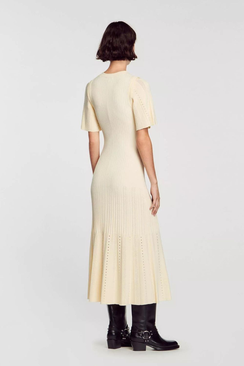 Gebreide midi-jurk met fishtailzoom