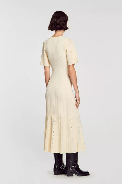 Gebreide midi-jurk met fishtailzoom