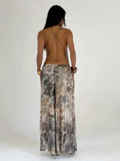 Rugloze tie-dye-jurk met nauwsluitende pasvorm