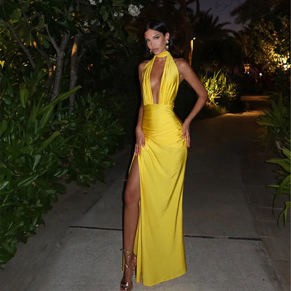 Elegante rugloze maxi-jurk