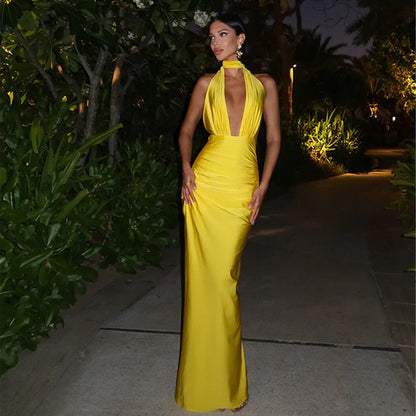 Elegante rugloze maxi-jurk