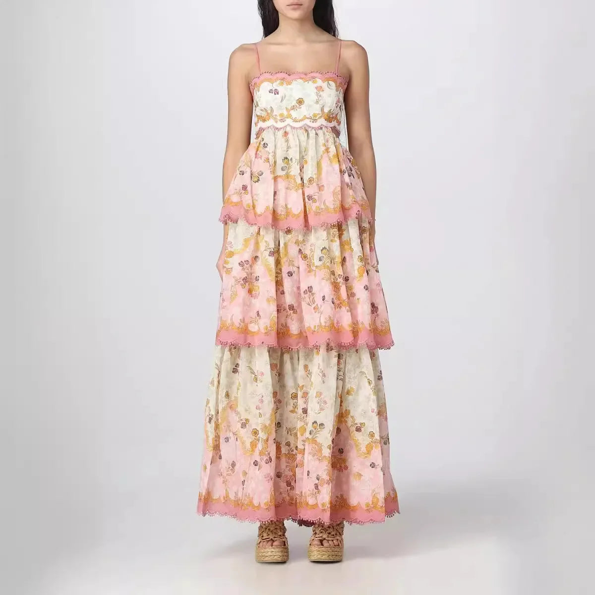 Strapless jurk met geborduurde bretels