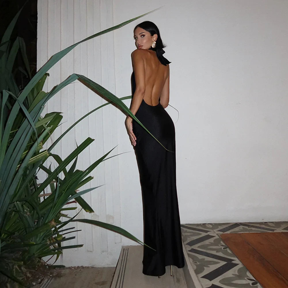 Elegante rugloze maxi-jurk
