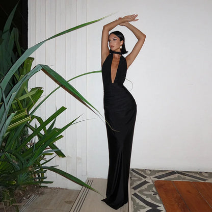 Elegante rugloze maxi-jurk