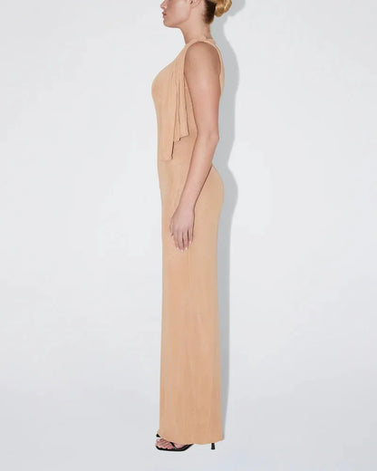 Maxi-jurk met stretch en knoopdetail
