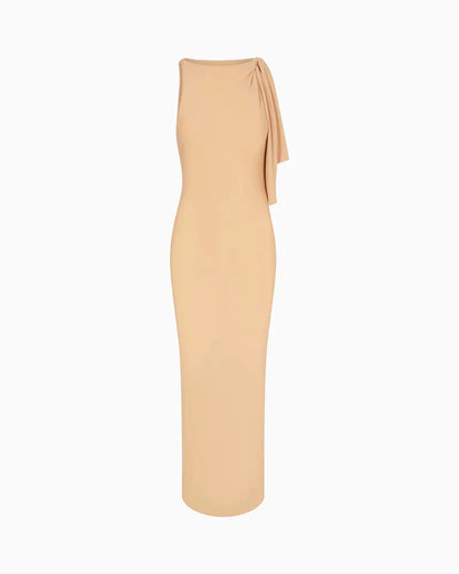 Maxi-jurk met stretch en knoopdetail