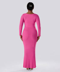 Effen jurk met lange mouwen en ingebouwde shapewear