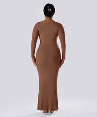 Effen jurk met lange mouwen en ingebouwde shapewear