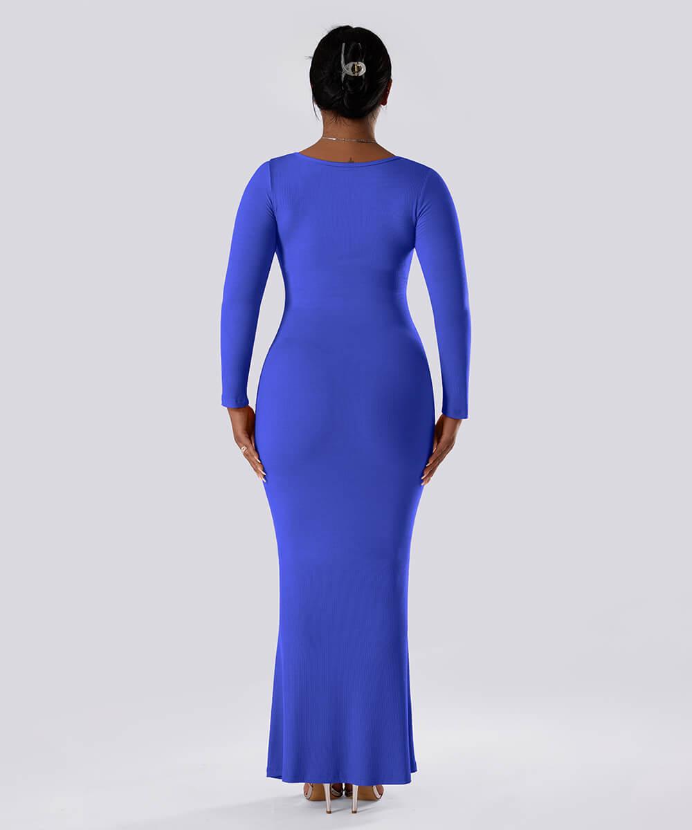 Effen jurk met lange mouwen en ingebouwde shapewear