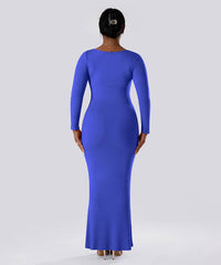 Effen jurk met lange mouwen en ingebouwde shapewear