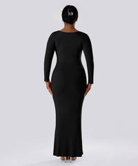 Effen jurk met lange mouwen en ingebouwde shapewear