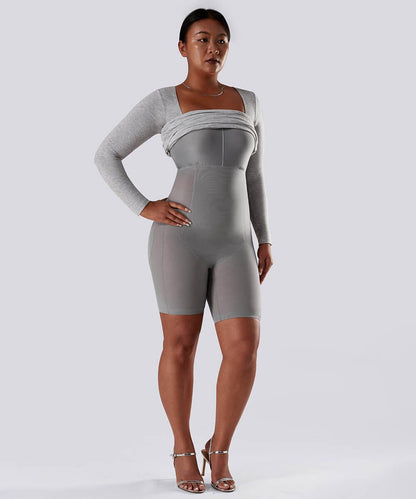 Effen jurk met lange mouwen en ingebouwde shapewear