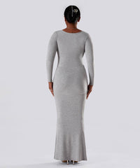 Effen jurk met lange mouwen en ingebouwde shapewear