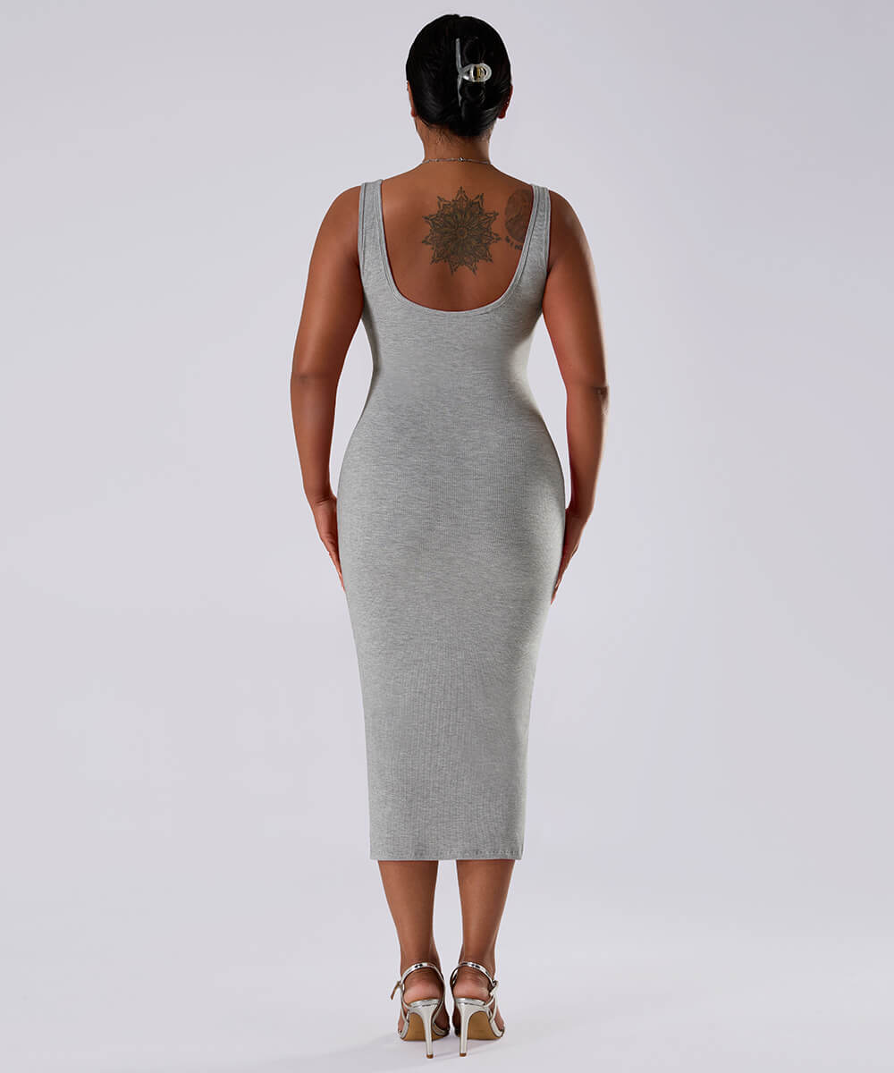 Effen mouwloze jurk met ingebouwde shapewear
