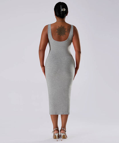 Effen mouwloze jurk met ingebouwde shapewear