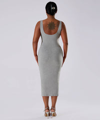 Effen mouwloze jurk met ingebouwde shapewear