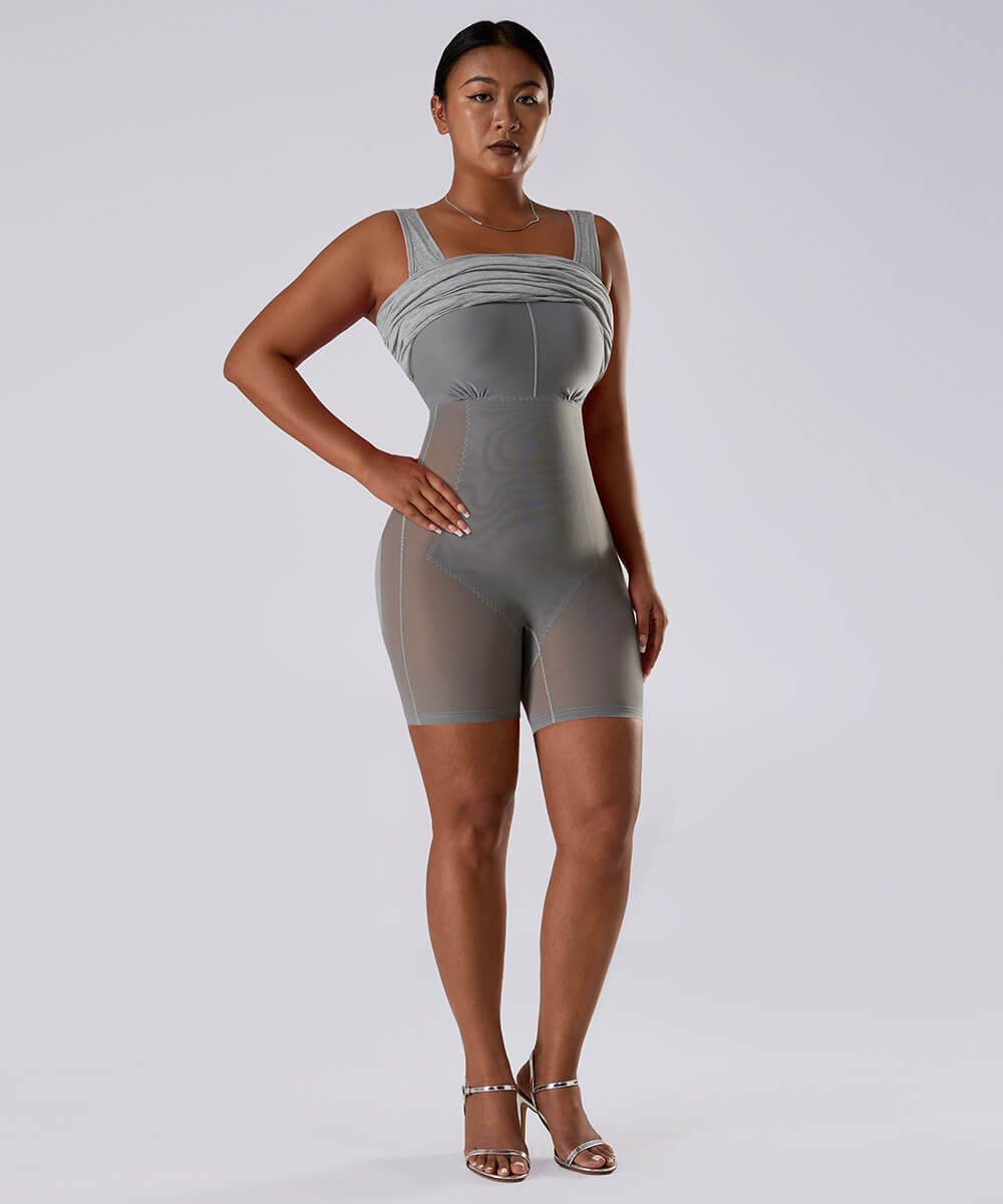 Effen mouwloze jurk met ingebouwde shapewear