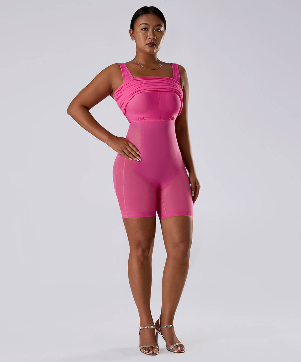 Effen mouwloze jurk met ingebouwde shapewear