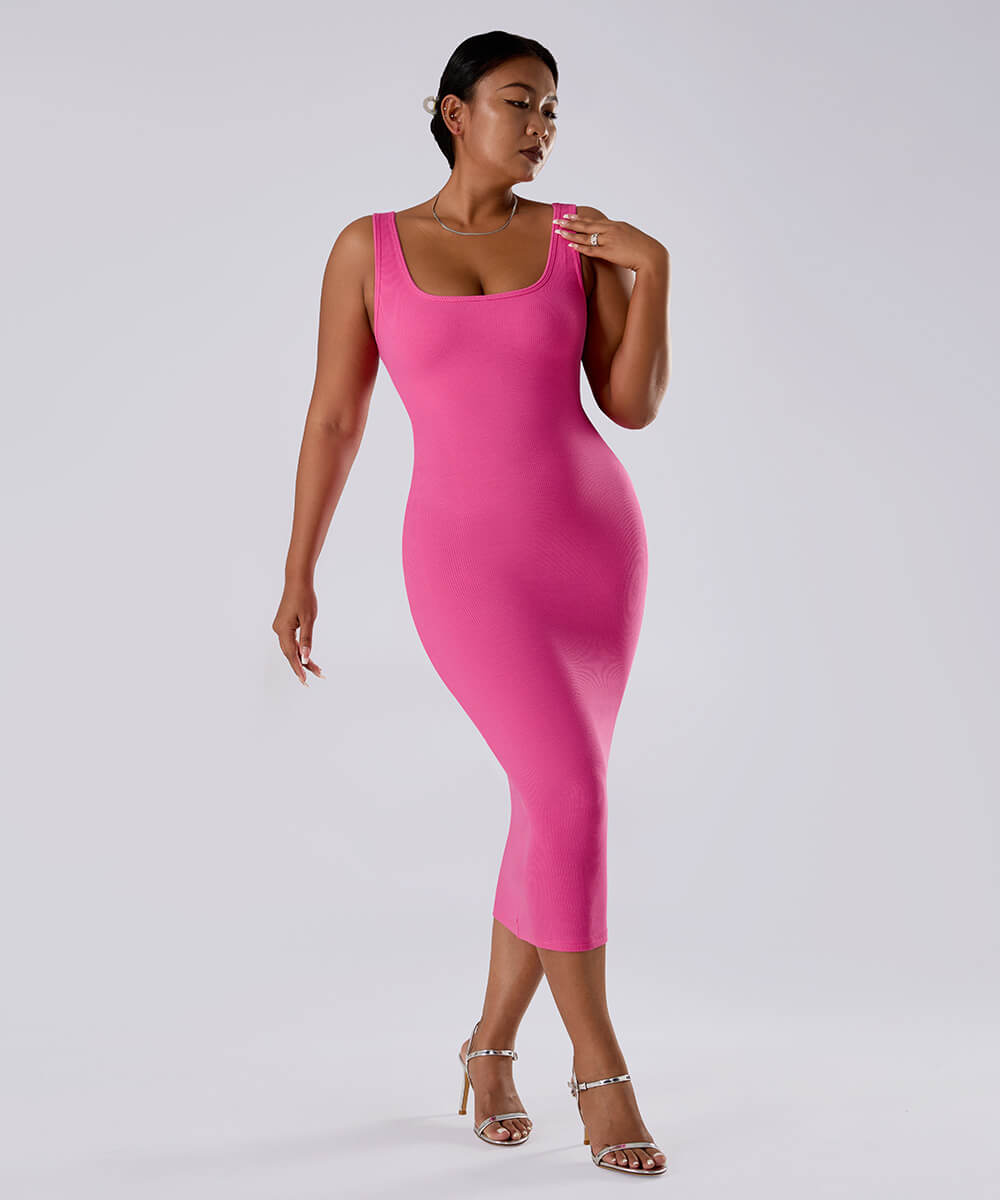 Effen mouwloze jurk met ingebouwde shapewear