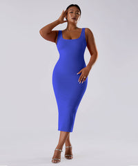 Effen mouwloze jurk met ingebouwde shapewear