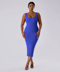 Effen mouwloze jurk met ingebouwde shapewear