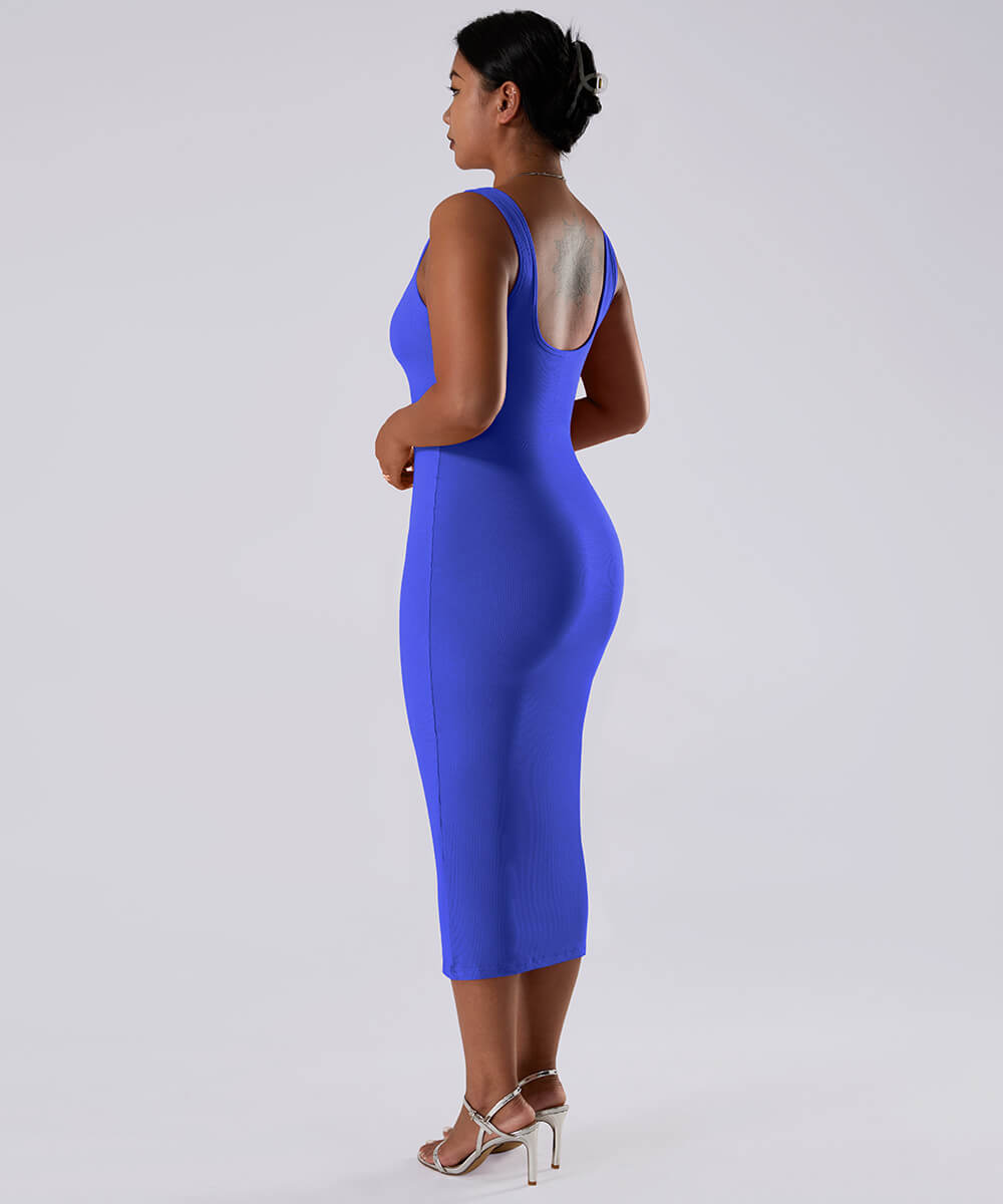 Effen mouwloze jurk met ingebouwde shapewear