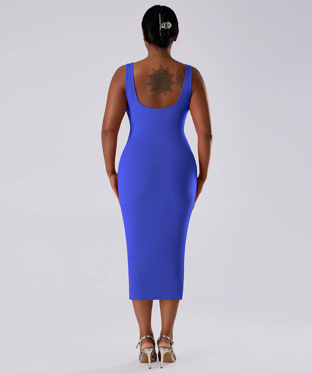 Effen mouwloze jurk met ingebouwde shapewear